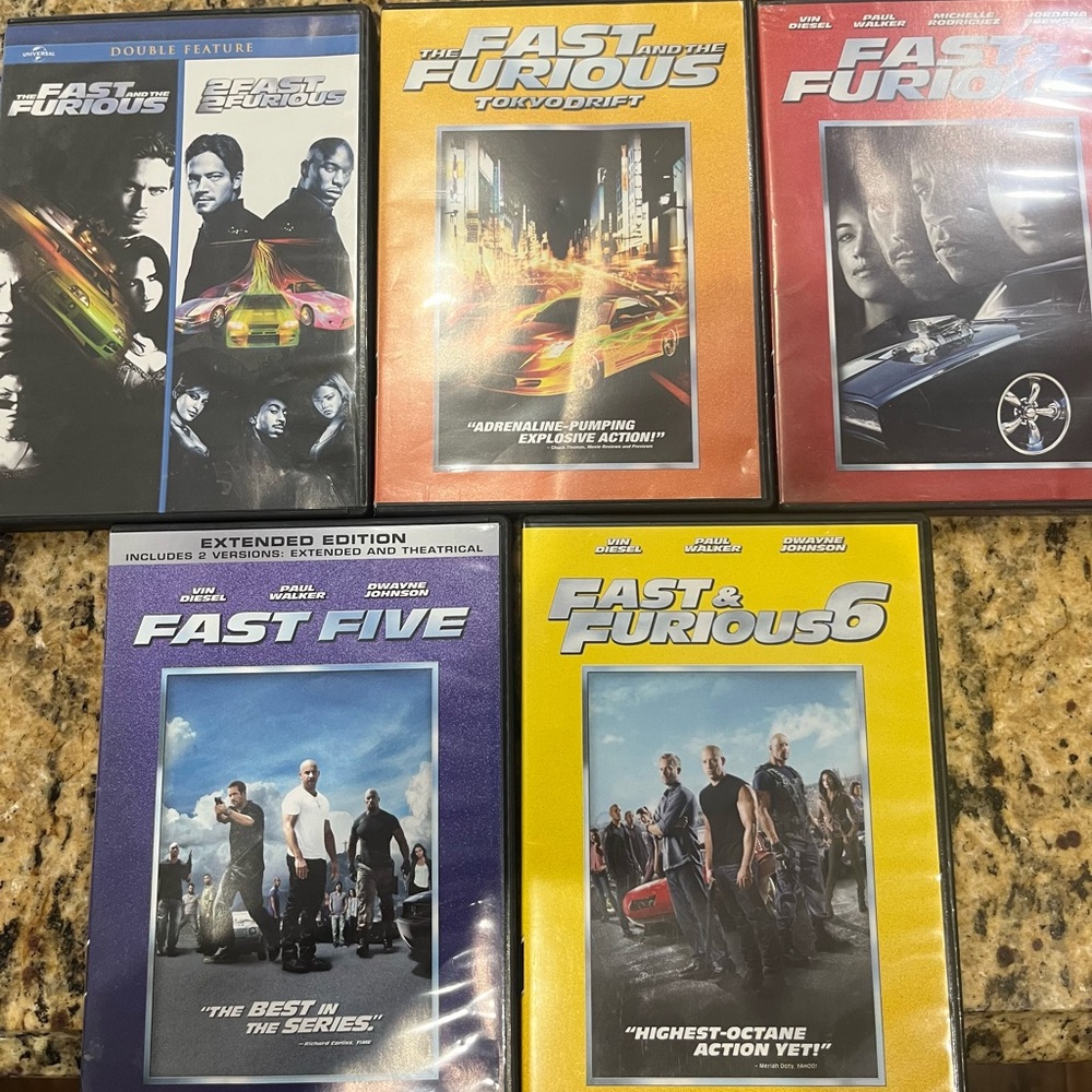 Fast & Furious DVD Collection - Black, Red, Yellow Covers